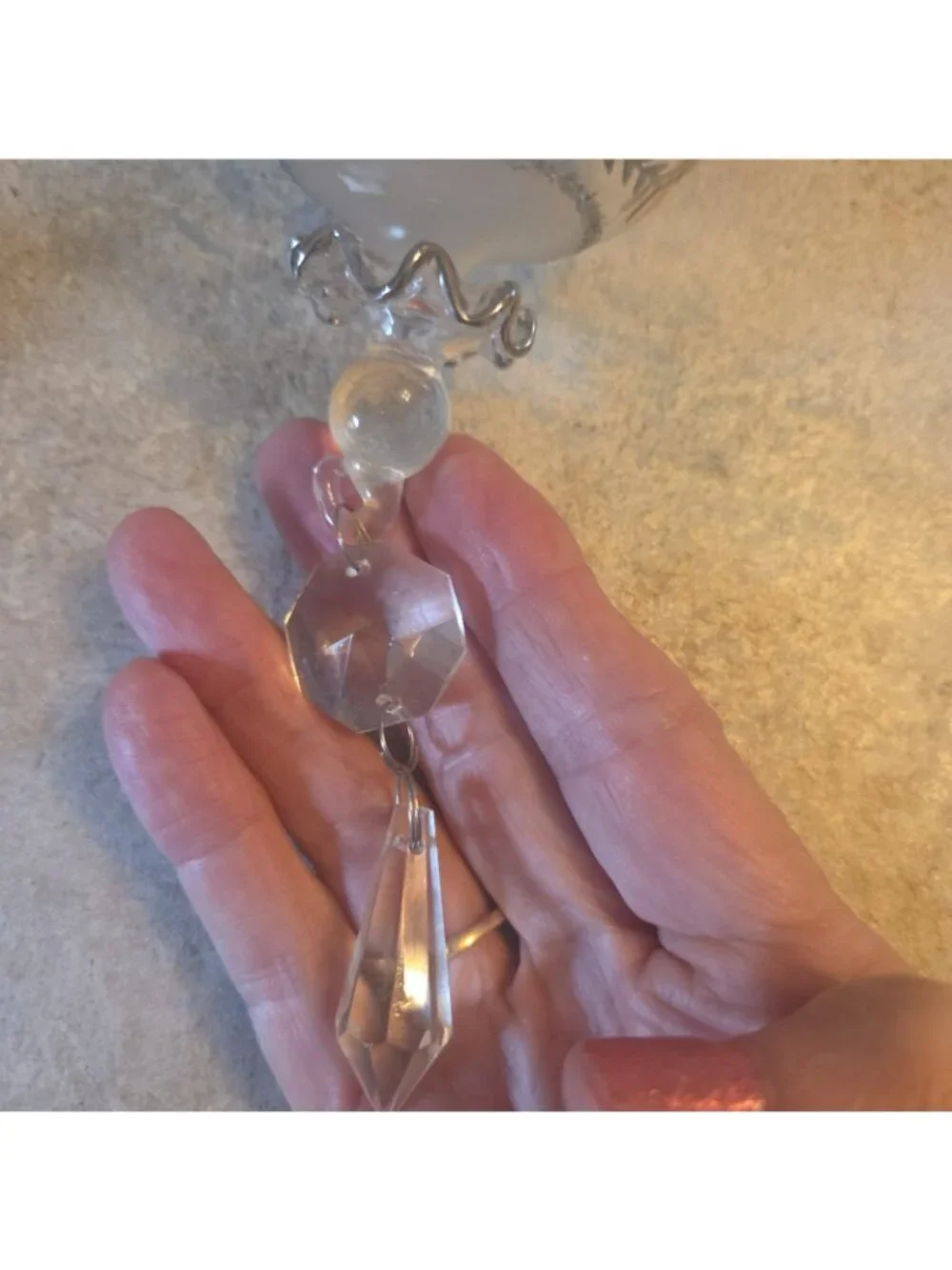 2 Clear Glass Ornaments Embellished Christmas 8 and 9 Inches